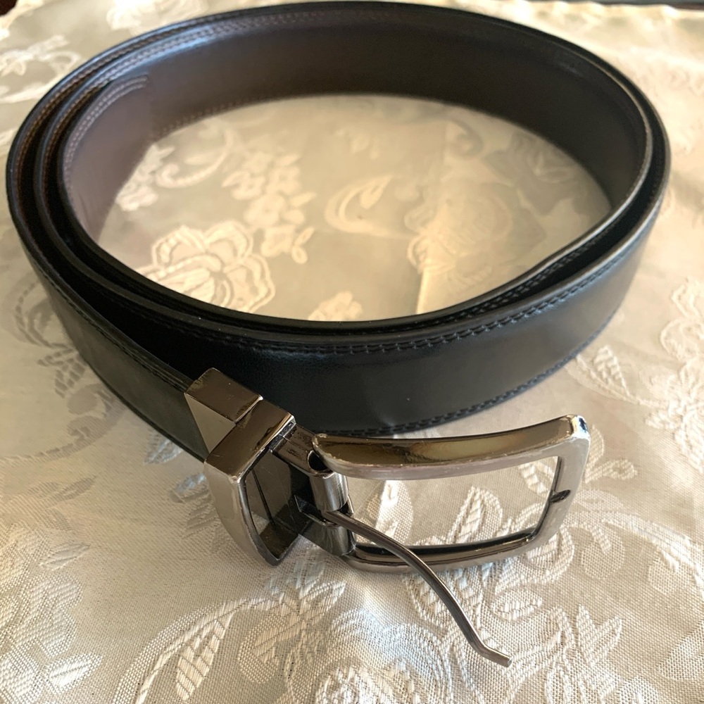 Reversible Brown Black Synthetic Leather Men’s Belt
